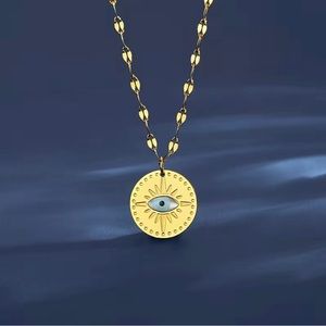 Gold plated evil eye necklace. New season